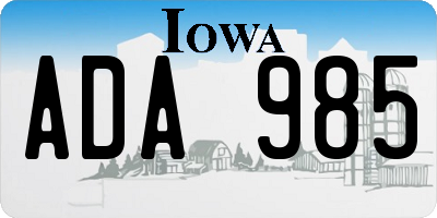IA license plate ADA985