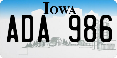IA license plate ADA986