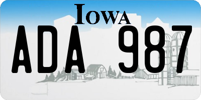 IA license plate ADA987