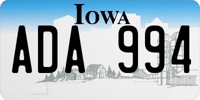 IA license plate ADA994