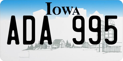 IA license plate ADA995