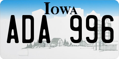IA license plate ADA996