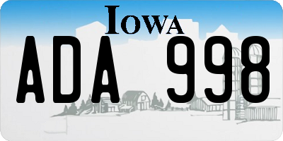 IA license plate ADA998