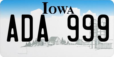 IA license plate ADA999