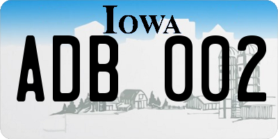 IA license plate ADB002