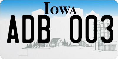 IA license plate ADB003