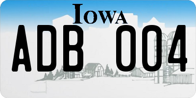 IA license plate ADB004