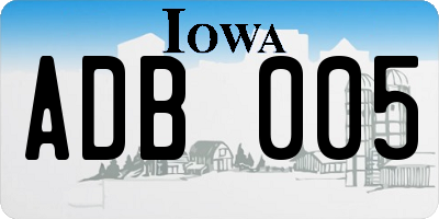 IA license plate ADB005