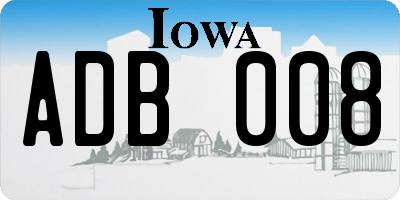 IA license plate ADB008