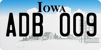 IA license plate ADB009