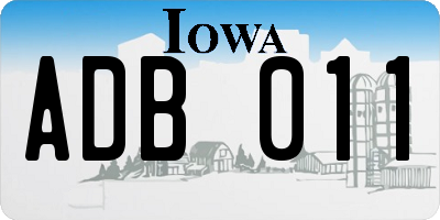 IA license plate ADB011