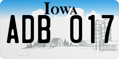 IA license plate ADB017