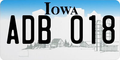IA license plate ADB018