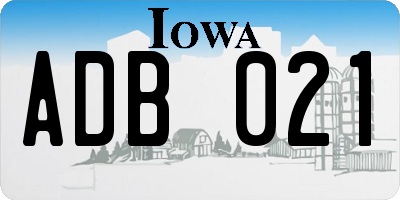 IA license plate ADB021