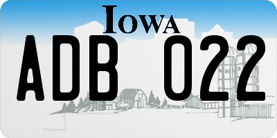 IA license plate ADB022