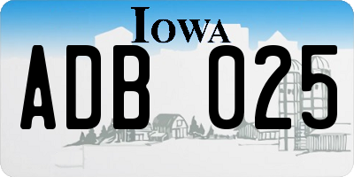 IA license plate ADB025