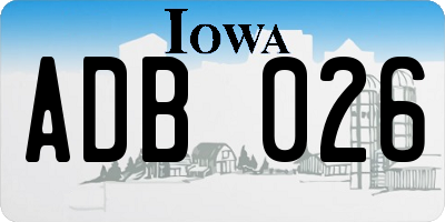 IA license plate ADB026