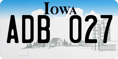 IA license plate ADB027