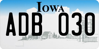 IA license plate ADB030