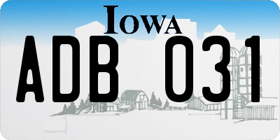 IA license plate ADB031