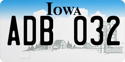 IA license plate ADB032