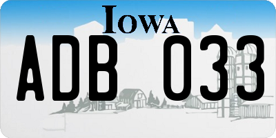 IA license plate ADB033