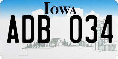 IA license plate ADB034