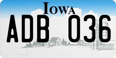 IA license plate ADB036