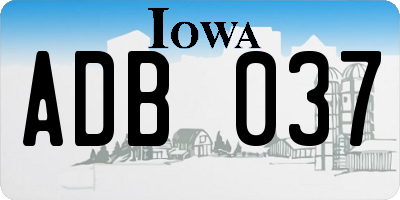 IA license plate ADB037