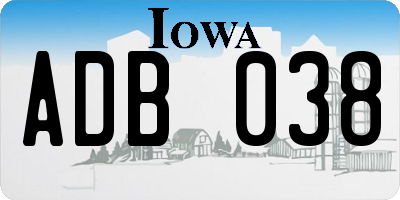 IA license plate ADB038