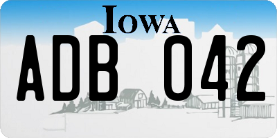 IA license plate ADB042