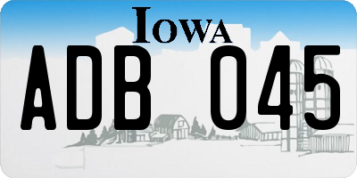 IA license plate ADB045
