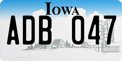 IA license plate ADB047