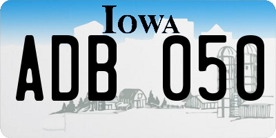 IA license plate ADB050