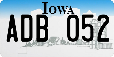 IA license plate ADB052
