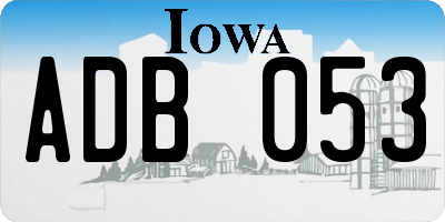 IA license plate ADB053