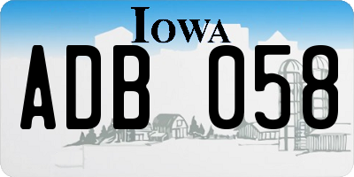 IA license plate ADB058