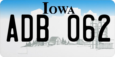 IA license plate ADB062