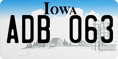 IA license plate ADB063