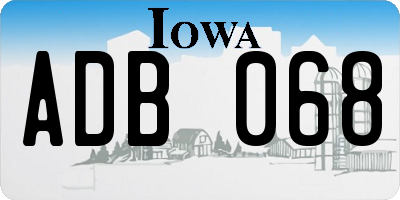 IA license plate ADB068