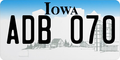 IA license plate ADB070