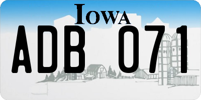 IA license plate ADB071
