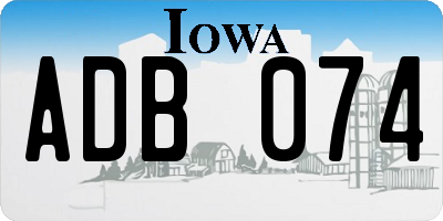 IA license plate ADB074