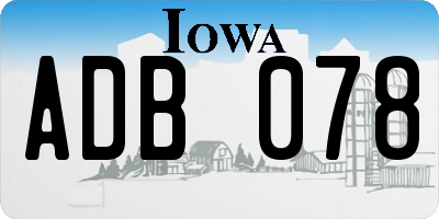 IA license plate ADB078