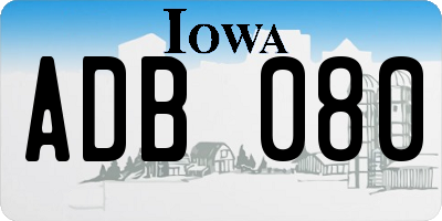IA license plate ADB080