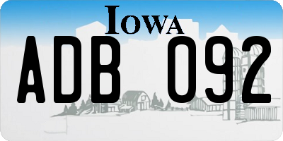 IA license plate ADB092