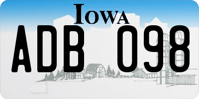 IA license plate ADB098