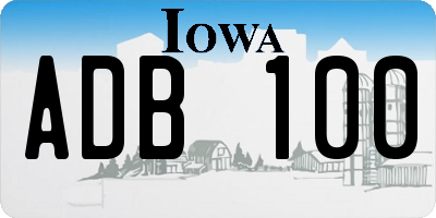 IA license plate ADB100
