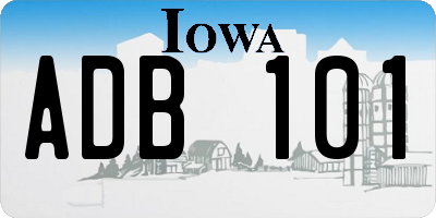IA license plate ADB101