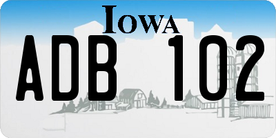 IA license plate ADB102